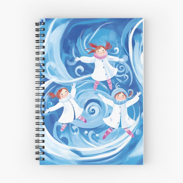 Item preview, A design features a group of children twirling through gusts of a frosty breeze, dressed in bright white winter coats and scarves. designed and sold by HEMRO.