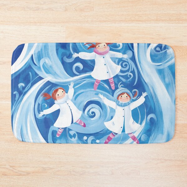 Item preview, A design features a group of children twirling through gusts of a frosty breeze, dressed in bright white winter coats and scarves. designed and sold by HEMRO.