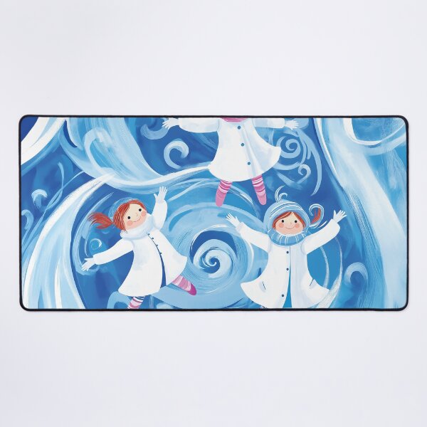 Item preview, A design features a group of children twirling through gusts of a frosty breeze, dressed in bright white winter coats and scarves. designed and sold by HEMRO.