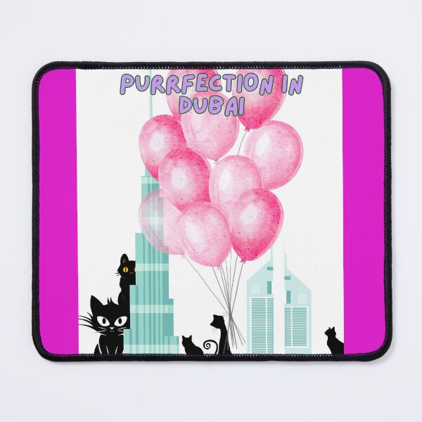 Item preview, Purrfection cats in Dubai with pink balloons designed and sold by wallartofmio.