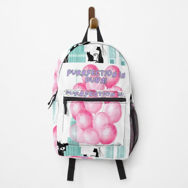 Item preview, Purrfection cats in Dubai with pink balloons designed and sold by wallartofmio.