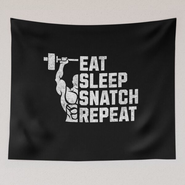 Item preview, Distressed Eat Sleep Snatch Repeat Snatches Gift Idea Workout Gym designed and sold by HosvPrint .s.