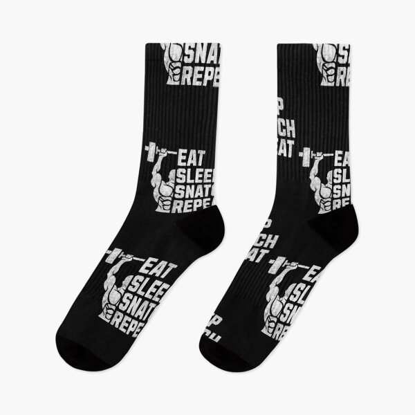 Item preview, Distressed Eat Sleep Snatch Repeat Snatches Gift Idea Workout Gym designed and sold by HosvPrint .s.