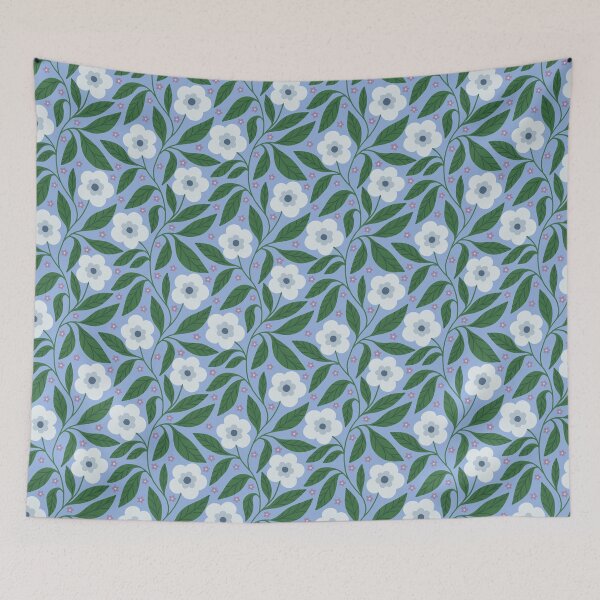 Item preview, Minimalist retro trailing floral - Pastel blue and green designed and sold by Illustrated by Nat.