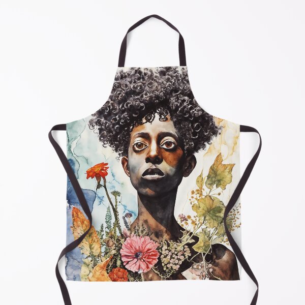 Item preview, Ultra-Bizarre Watercolor: Dark-Skinned, Afro-Curly Haired Body Merging in Surreal Fusion designed and sold by soulfulpalette.