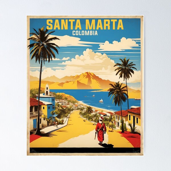Item preview, Santa Marta Colombia Retro Vintage Poster Tourism  designed and sold by TravelersGems.