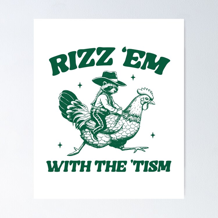 Rizz Em With The Tism Vintage Style Shirt, Funny Animals Shirt, Raccoon Chicken Shirt, Trendy Vintage Shirt, Sarcastic Quotes Sticker