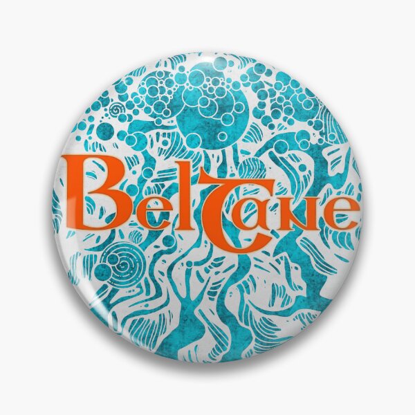 Item preview, Beltane in a Block Print Style (teal and orange)  designed and sold by ElderIslesPress.