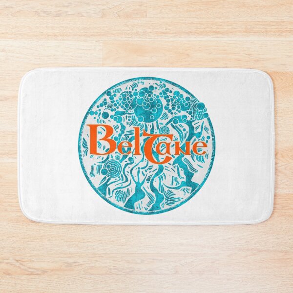 Item preview, Beltane in a Block Print Style (teal and orange)  designed and sold by ElderIslesPress.