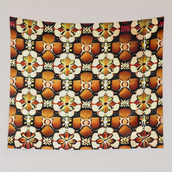 Item preview, Orange Modern Boho Grid Seamless Repeat Pattern Print designed and sold by Zeporas Castle.