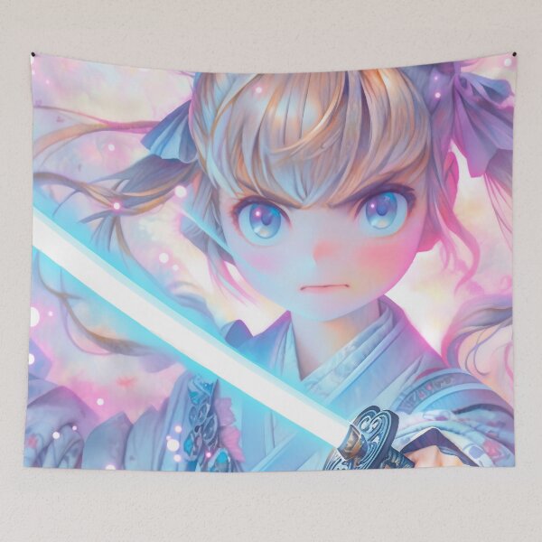 Item preview, Intense Glowing Sword Anime Girl designed and sold by bubblegoth.