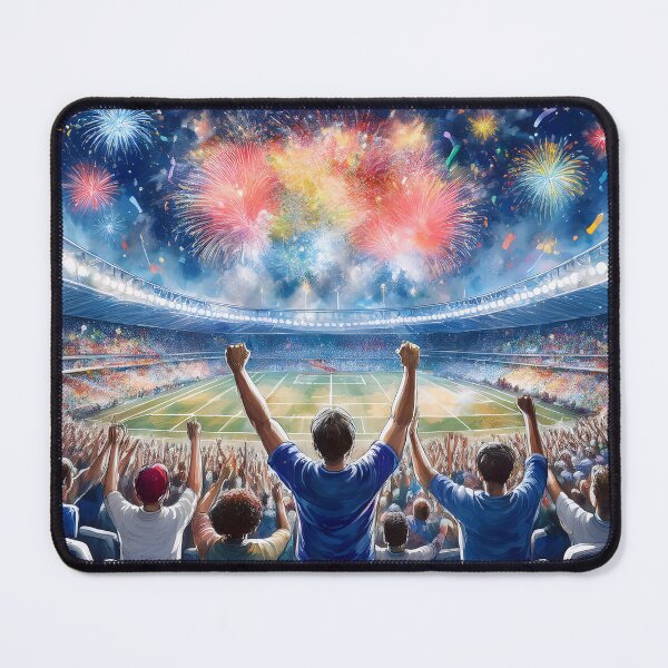 Item preview, A vibrant fireworks display over a packed sports stadium, with cheering fans celebrating designed and sold by homydesign.
