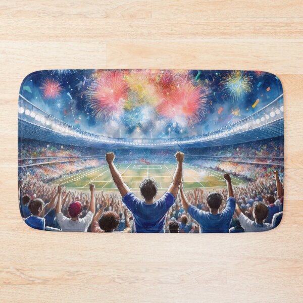Item preview, A vibrant fireworks display over a packed sports stadium, with cheering fans celebrating designed and sold by homydesign.