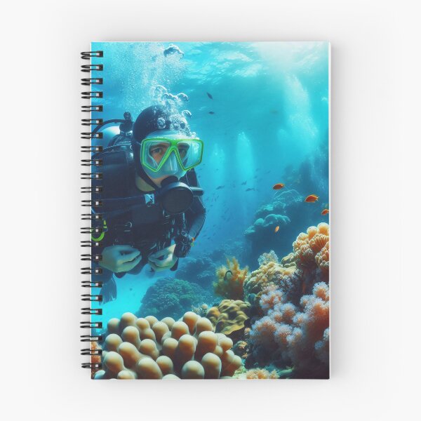 Item preview, A scuba diver explores a vibrant coral reef teeming with colorful marine life, illuminated by sunlight filtering through the water designed and sold by homydesign.