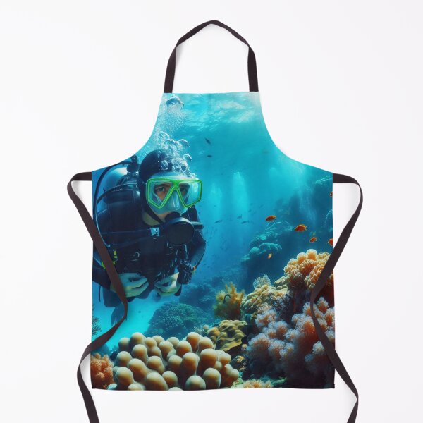 Item preview, A scuba diver explores a vibrant coral reef teeming with colorful marine life, illuminated by sunlight filtering through the water designed and sold by homydesign.