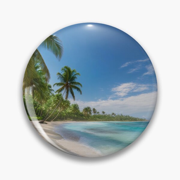Item preview, A picturesque tropical beach with palm trees, white sand, and crystal-clear turquoise water designed and sold by homydesign.
