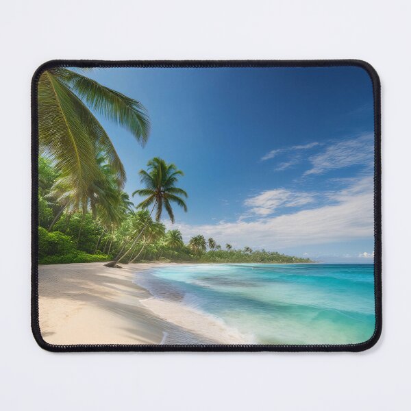 Item preview, A picturesque tropical beach with palm trees, white sand, and crystal-clear turquoise water designed and sold by homydesign.