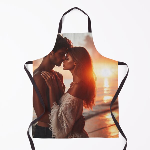 Item preview, A couple embraces on a beach at sunset, with the sun casting a warm glow over the scene designed and sold by homydesign.