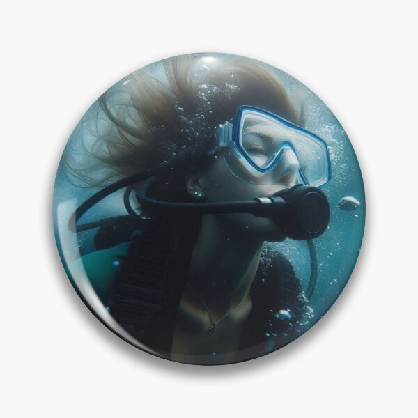 Item preview, A scuba diver explores vibrant coral reefs in crystal-clear turquoise waters, with floating air bubbles and flowing hair creating a dreamlike underwater scene designed and sold by homydesign.