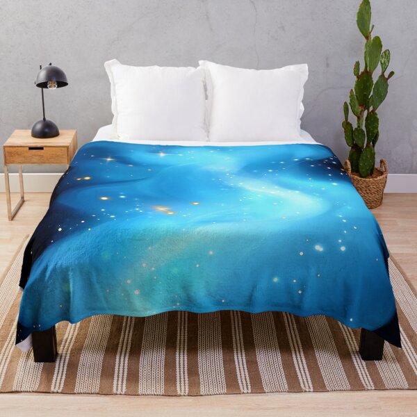 Item preview, Blue Starry Sky Background With Glowing Smoke and Stars designed and sold by GoldenTealArts.