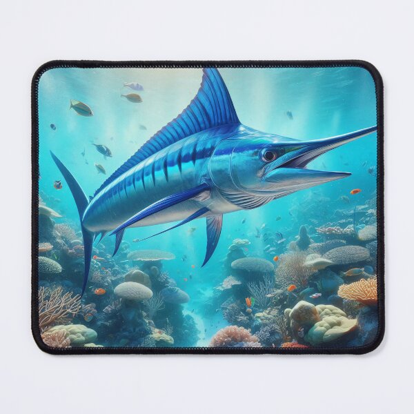 Item preview, A majestic swordfish swims above a vibrant coral reef teeming with colorful fish and diverse marine life, showcasing the beauty of underwater ecosystems designed and sold by homydesign.
