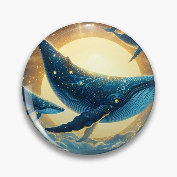 Item preview, Whales soar through a starry sky, their graceful forms illuminated by the moon. Clouds and a distant ocean create a dreamlike atmosphere designed and sold by homydesign.