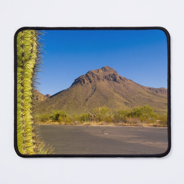 Item preview, Saguaro Cactus Dominates The Foreground With A Rugged Desert Mountain Under A Clear Blue Sky designed and sold by EyezWatchin.