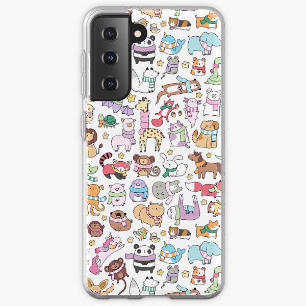 Winter Animals with Scarves Doodle Samsung Galaxy Soft Case