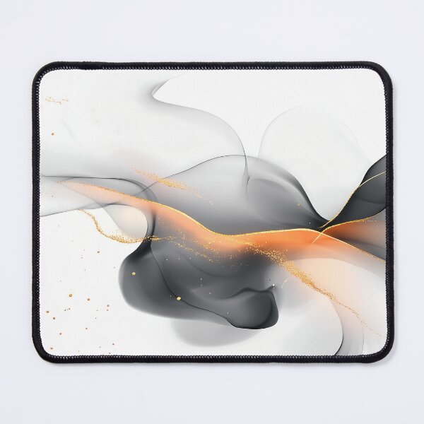 Item preview, Abstract White Background With Smoke Waves and Golden Accents designed and sold by GoldenTealArts.