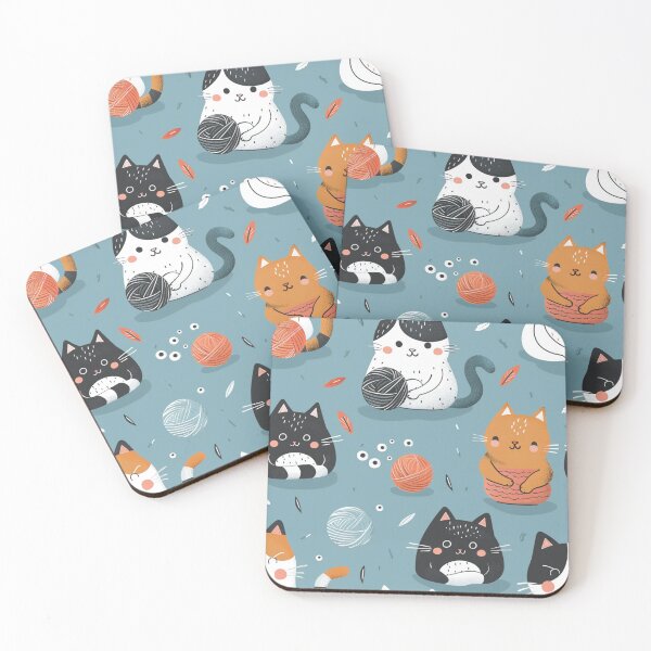 Item preview, Cartoon Cats and Knitting  - Cute and Cozy | Gift idea | Cat lover | Knitting | Hobby designed and sold by VieUnique.