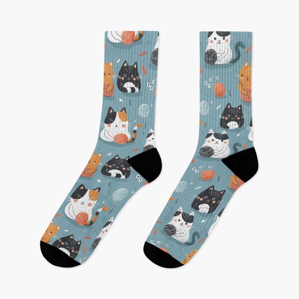 Item preview, Cartoon Cats and Knitting  - Cute and Cozy | Gift idea | Cat lover | Knitting | Hobby designed and sold by VieUnique.