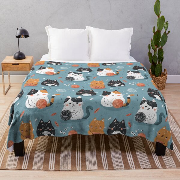 Item preview, Cartoon Cats and Knitting - Cute and Cozy | Gift idea | Cat lover | Knitting | Hobby designed and sold by VieUnique.