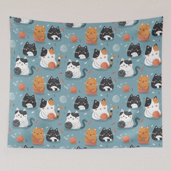 Item preview, Cartoon Cats and Knitting  - Cute and Cozy | Gift idea | Cat lover | Knitting | Hobby designed and sold by VieUnique.