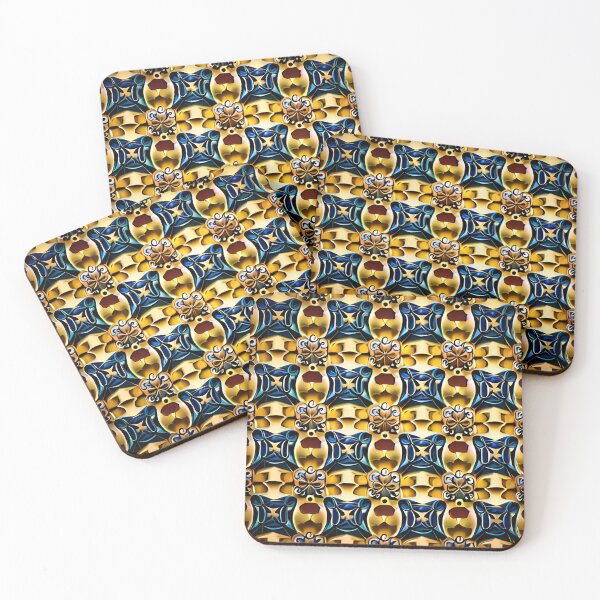 Item preview, Blue Gold Royal Seamless Regal Pattern Mid-Century Print designed and sold by Zeporas Castle.