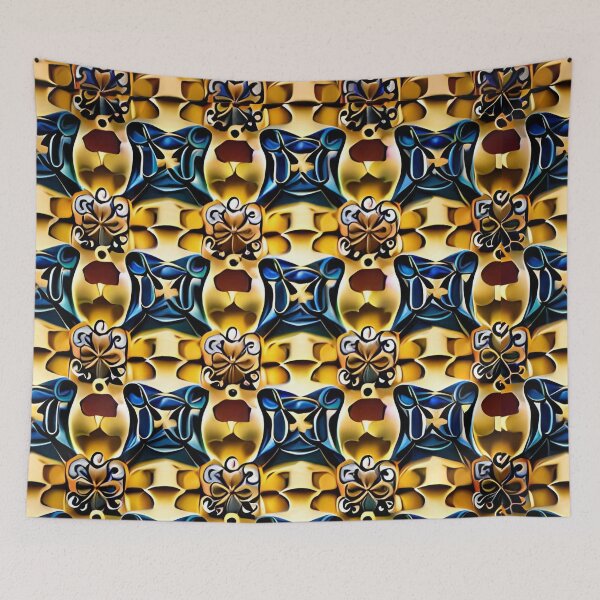 Item preview, Blue Gold Royal Seamless Regal Pattern Mid-Century Print designed and sold by Zeporas Castle.