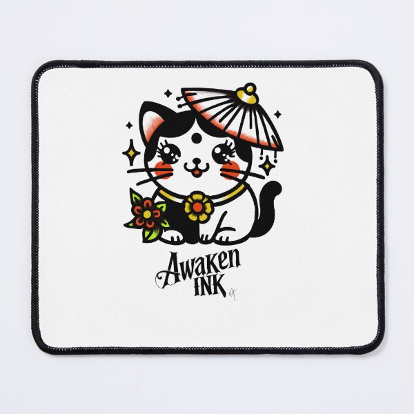 Item preview, Japanese kitty tattoo flash designed and sold by Awakenink.