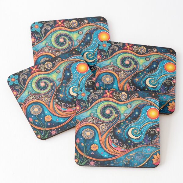 Item preview, Abstract Cosmic Galaxy and Sparkling Flowers designed and sold by artedamensagem.