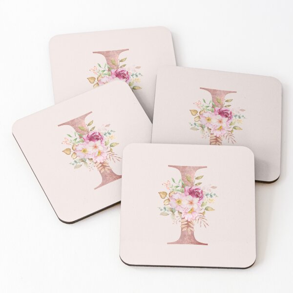 Item preview, Rose Gold Watercolour Letter I Floral Monogram designed and sold by NicheFifty-Two.