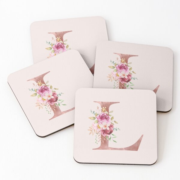 Item preview, Rose Gold Watercolour Letter L Floral Monogram designed and sold by NicheFifty-Two.