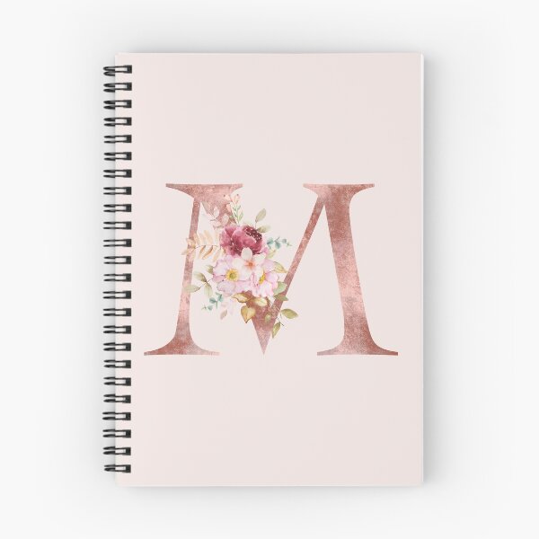 Item preview, Rose Gold Watercolour Letter M Floral Monogram designed and sold by NicheFifty-Two.