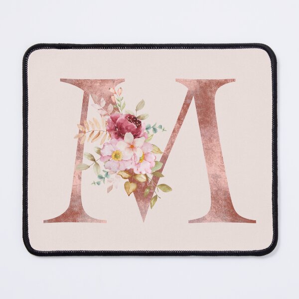 Item preview, Rose Gold Watercolour Letter M Floral Monogram designed and sold by NicheFifty-Two.