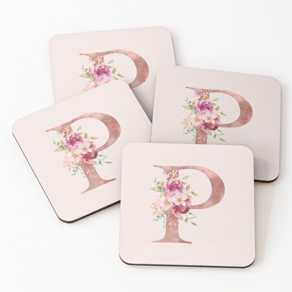 Item preview, Rose Gold Watercolour Letter P Floral Monogram designed and sold by NicheFifty-Two.