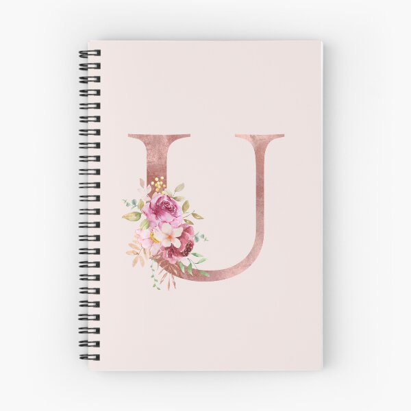 Item preview, Rose Gold Watercolour Letter U Floral Monogram designed and sold by NicheFifty-Two.