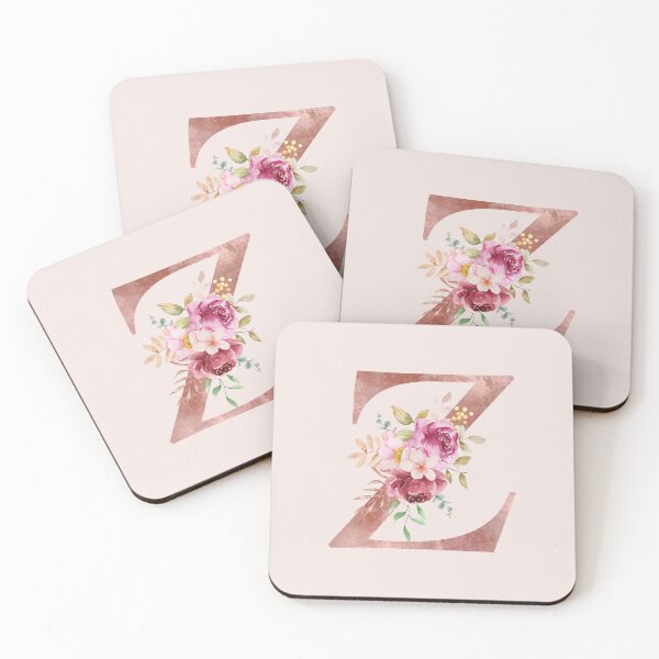 Item preview, Rose Gold Watercolour Letter Z Floral Monogram designed and sold by NicheFifty-Two.