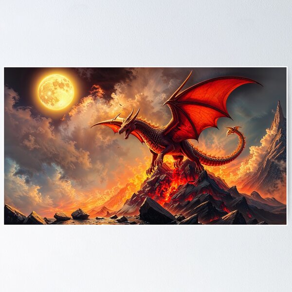 Item preview, Red Dragon and Erupting Volcano designed and sold by Skye Ryan-Evans.