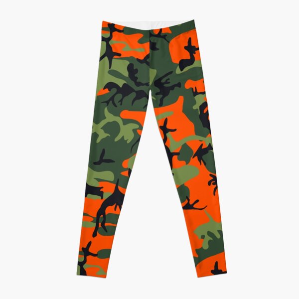 orange and green camo Leggings for Sale by mazer123