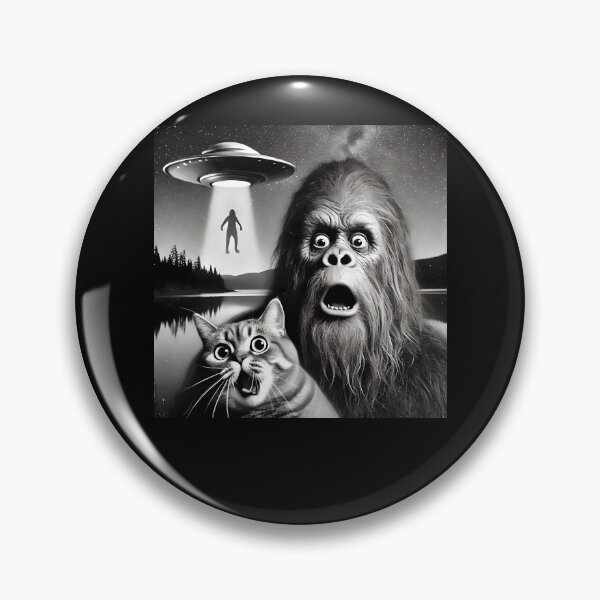 Item preview, Funny Bigfoot cat Selfie with UFOs Meme Alien Graphic Weird designed and sold by MTRBSK11.