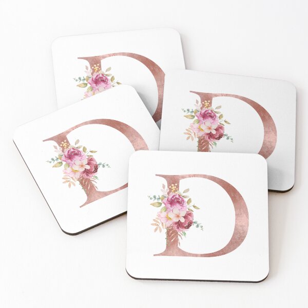 Item preview, Rose Gold Watercolour Letter D Floral Monogram designed and sold by NicheFifty-Two.