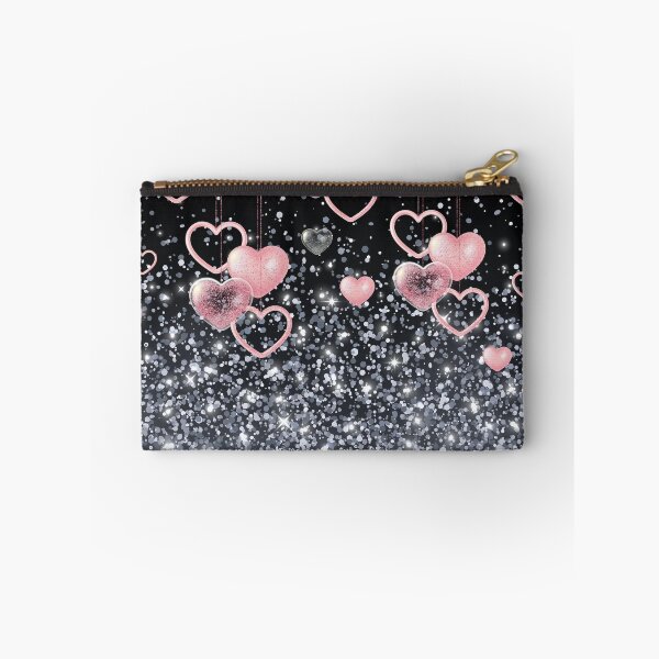 Item preview, Pink Shimmering Ornament Valentine Hearts Black Shimmering Silver designed and sold by colorleafz.