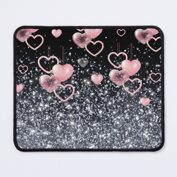 Item preview, Pink Shimmering Ornament Valentine Hearts Black Shimmering Silver designed and sold by colorleafz.